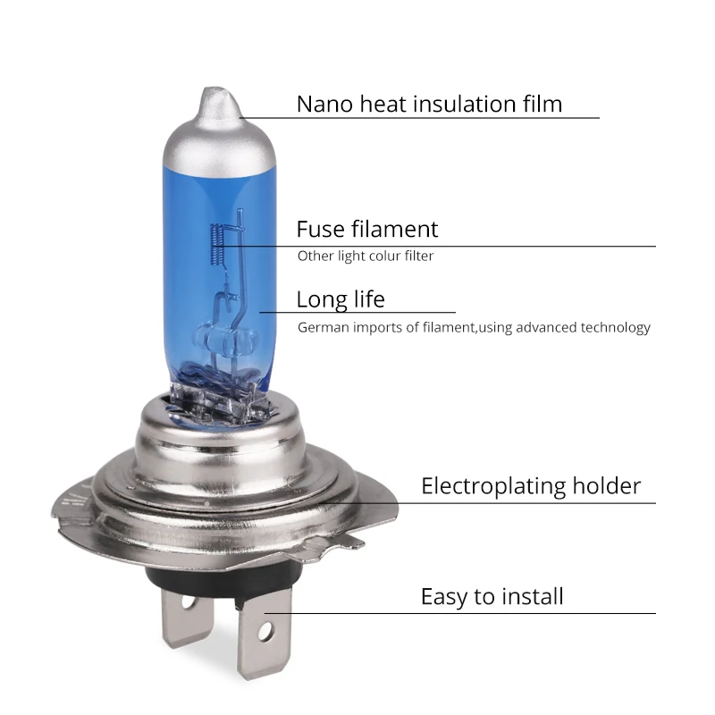 2 шт./1 пара супер яркий белый 6000k H7 55 Вт галогенная лампа автомобильный головной светильник противотуманный светильник s автомобильный светильник источник с розничной упаковкой посылка