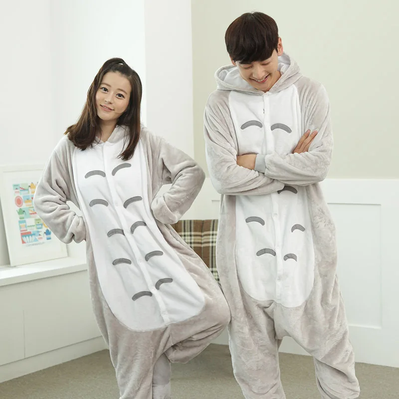 Тоторо Kigurumi Onesie для взрослых женщин животных пижамы костюм фланель теплые мягкие
