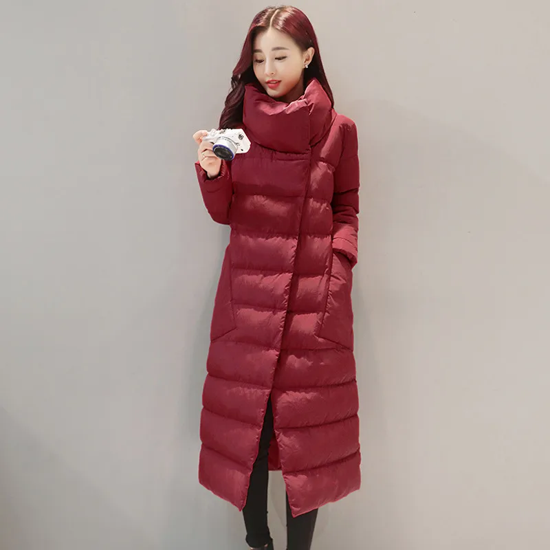 SVESIA Women's Parkas Elegant Stand Collar Asymmetry Long Winter Warm Female Jackets Cotton Parka Outerwear Coats SVESIA Women's Parkas Elegant Stand Collar Asymmetry Long Winter Warm Female Jackets Cotton Parka Outerwear Coats