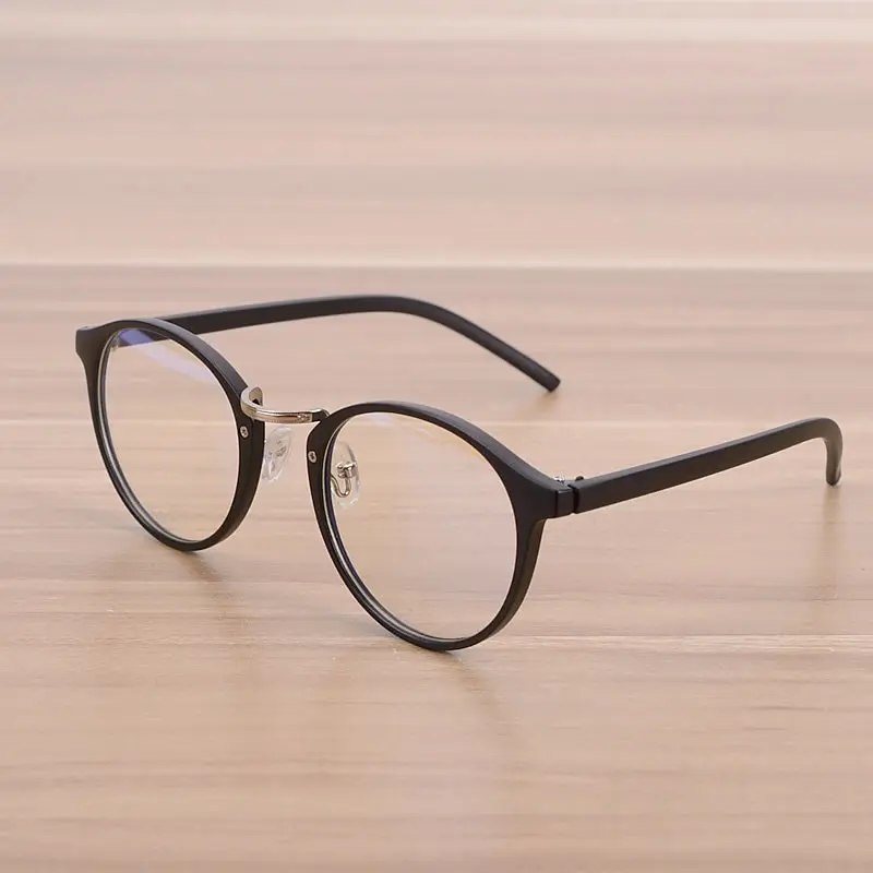 Nossa круглая оправа для очков прозрачные линзы Женские винтажные простые очки оправы мужские очки оправа очки оптические очки - Цвет оправы: Matte Black