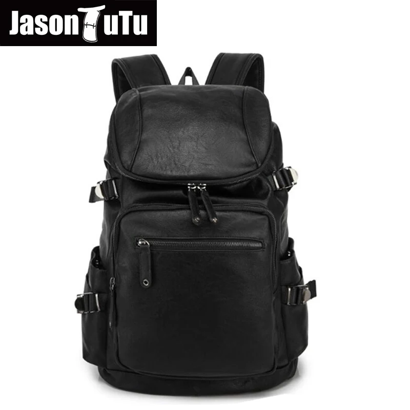 

2016 school backpack Men Leather Travel Bag Vintage Mountaineering Bag School Laptop Backpack Brown/black mochila B135