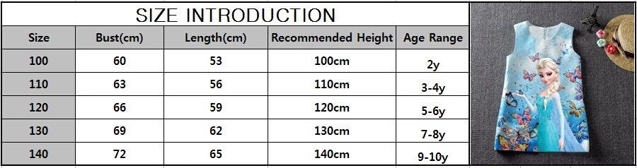 Летнее платье для девочек с изображением Анны и Эльзы; платье для девочек с принтом бабочки; платье принцессы для подростков; вечерние платья для маленьких девочек; Vestidos