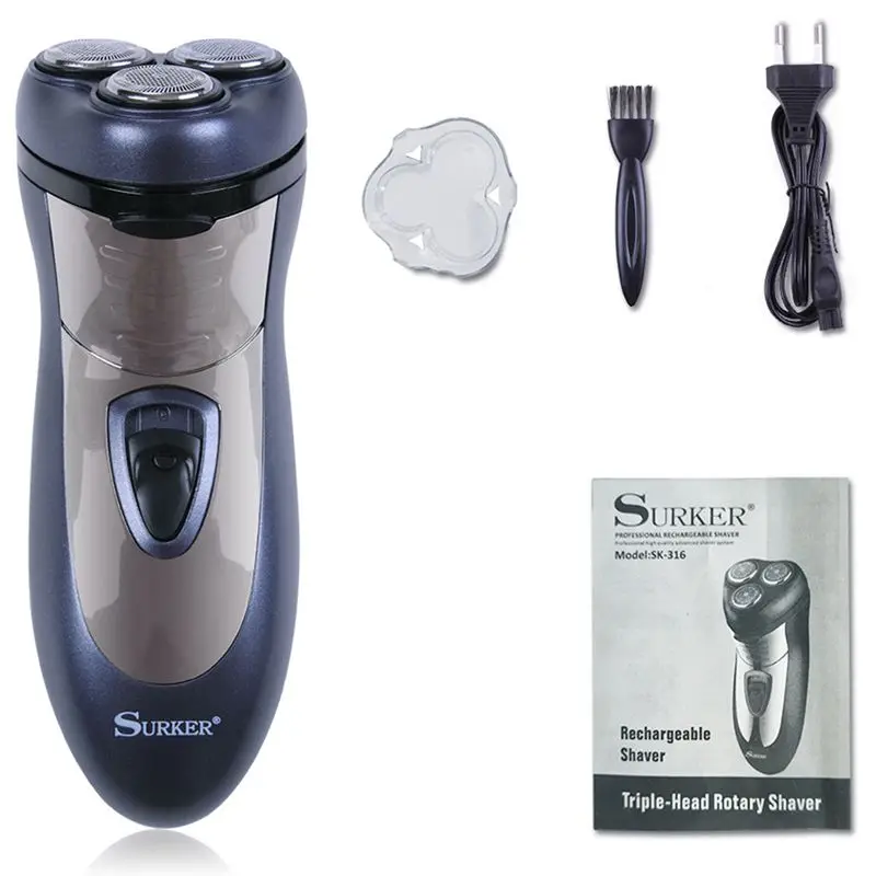 

Surker Sk-316 Men'S Rechargeable Three Heads Floating Head Electric Razor Beard Trimmer Waterproof Rotary Beard Trimmer Eu Plu