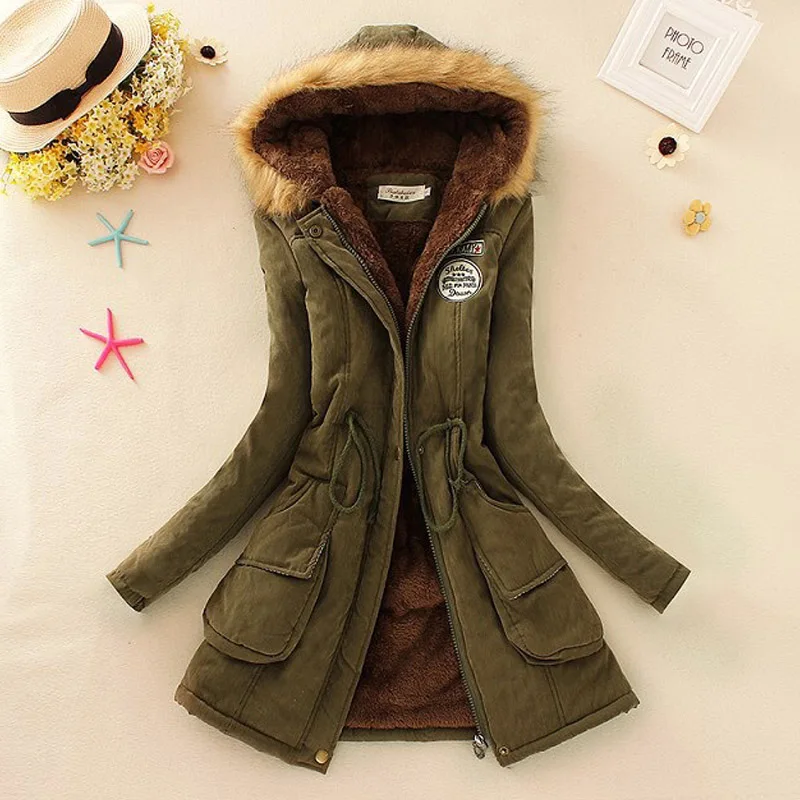 

2019 Women Winter Thicken Warm Coat Female Autumn Hooded Cotton Fur Plus Size Basic Jacket Outerwear Slim Long Ladies Chaqueta