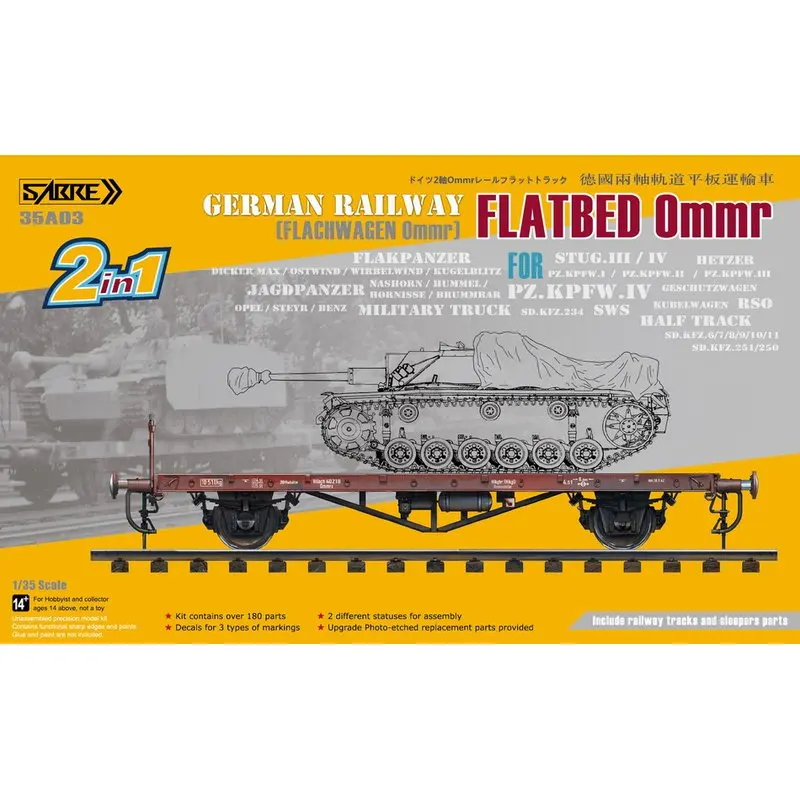 

SABRE 35A03 1/35 German Railway Flachwagen Ommr - Scale Model Kit