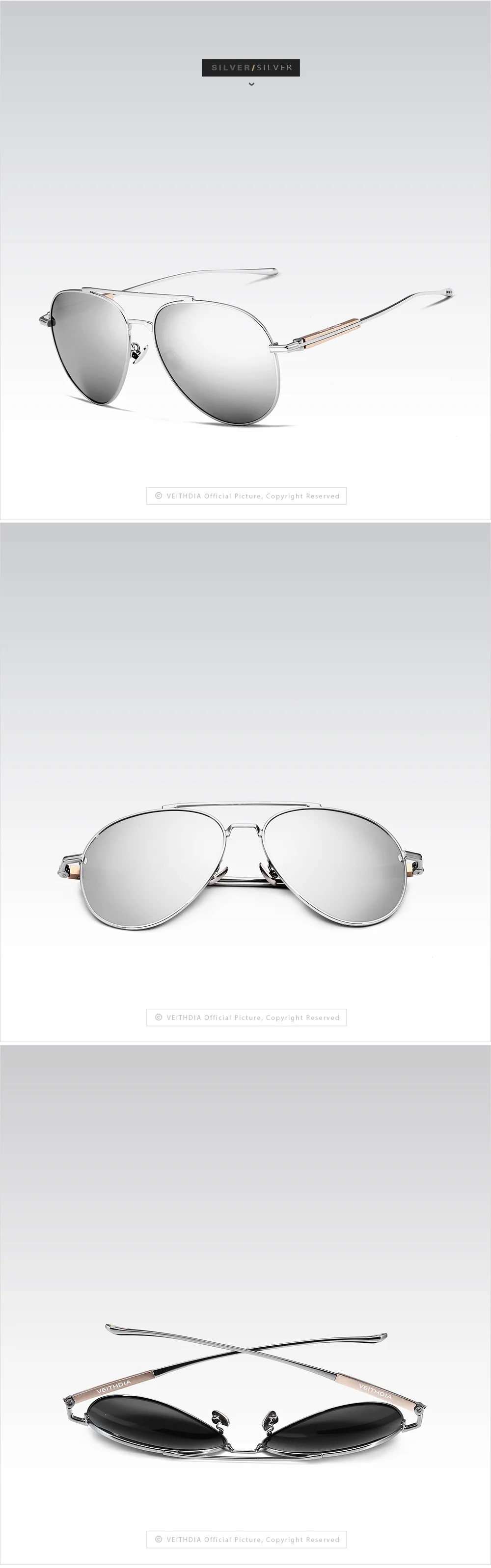 Бренд veithdia унисекс дизайнерские алюминиевые Для мужчин солнцезащитные очки поляризованные Зеркало Мужской очки солнцезащитные очки для