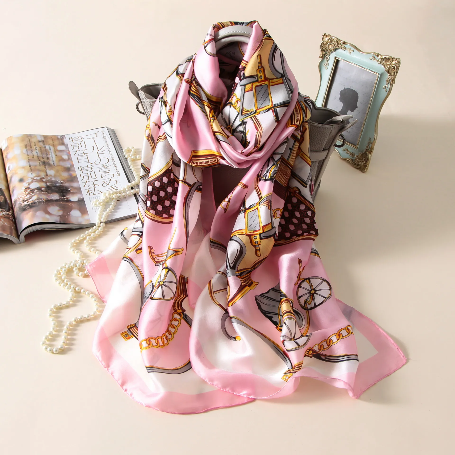 LaMaxPa роскошный брендовый летний женский шелковый шарф пляжные накидки шали и палантины Женские платки 65 цветов - Цвет: 18