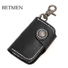 BETMEN Echtem Leder Männer Schlüsselhalter Brieftasche Pflanzlich Gegerbtem Leder Haushälterin Schlüssel Tasche Tasche Geldbörse