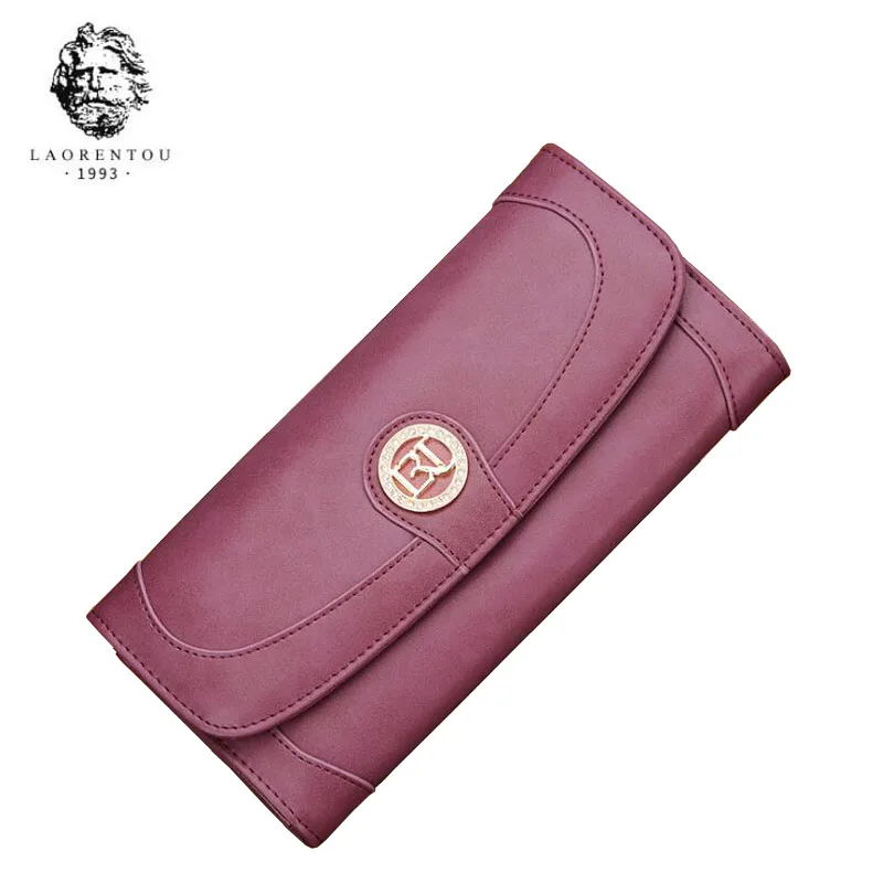 

LAORENTOU 2018 New women leather wallets luxury handbags women bags designer long leather wallet fashion clutch bag