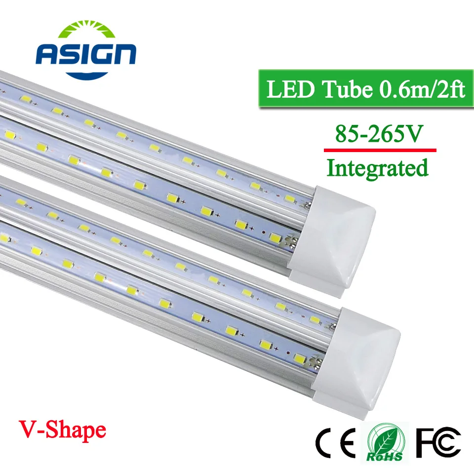 4 шт. Светодиодная лампа v образной формы 20 Вт 60 см T8 интегрированная трубка