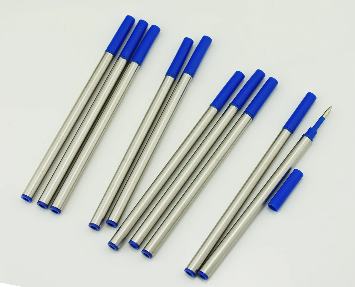 10 Pieces Baoer Rollerball Pen Ink Refills for BAOER,FULIWEN,JINHAO,DUKE Rollerball Pens , Push Type 0.5 mm - Blue Color