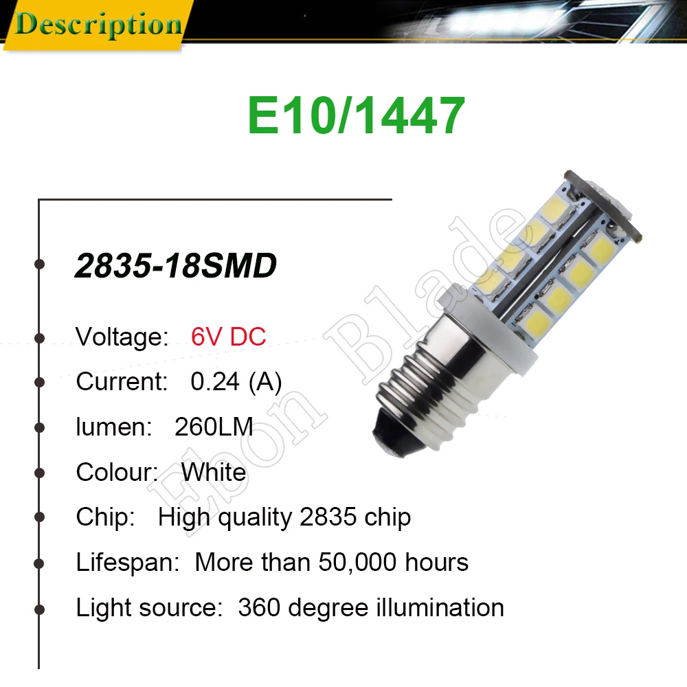 Пара белый E10 винт светодиодный обновленная лампа 2835 18SMD аварийный светильник супер яркий светодиодный светильник для фонарь вспышка светильник велосипед двигатель 6 В, 12 В, 24 В постоянного тока