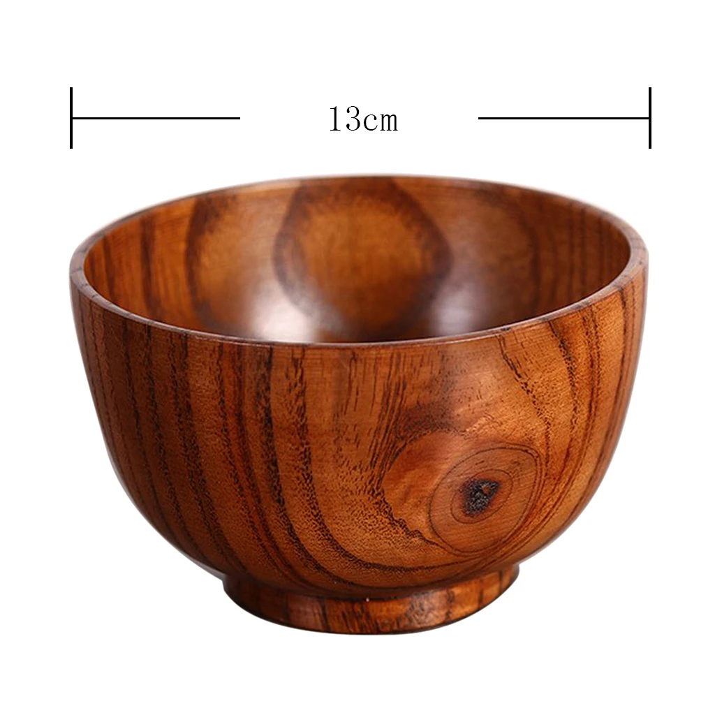 Natural Wooden Bowl Chinese Food Containers Tableware Kitchen Mixing Bowl Soup Noodle Rice Dinner Dishes