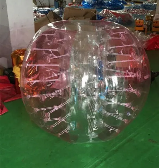 Шар мяч для футбола диаметр 5'(1,5 м) надувной бампер пузырьки шарики для взрослых пузырь футбол - Цвет: half pink and clear
