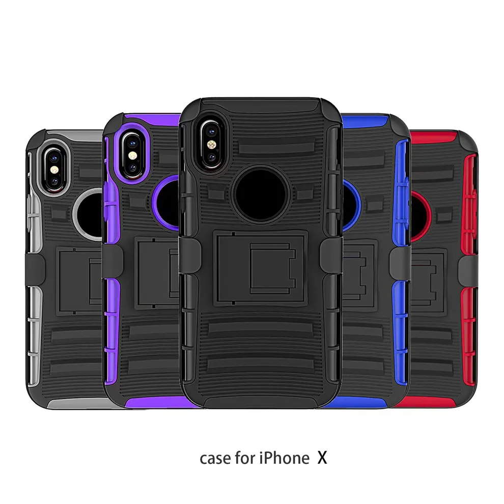 

2pcs Armor Case Back Clip Holder Rugged Shell Case Note 8 For iPhone X