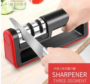 

Wholesale 100pcs/lot Knife Sharpener Quick Professional 3 Stage Sharpener Knife Grinder Hand grip Diamond Hone Chef Kitchen Tool