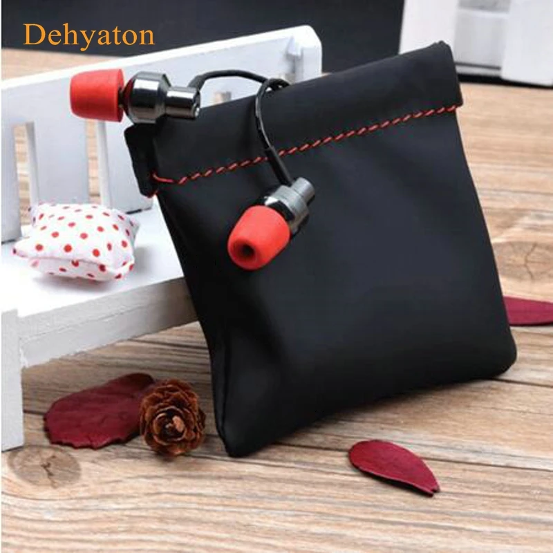 

Dehyaton PU Leather Earphone Bag Waterproof Headphones Storage Bags Mini Zippered Case Earphone Ear Pads USB Cable Earphone Case