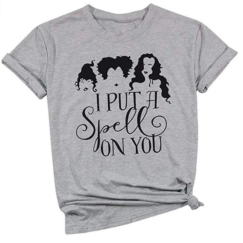 

Hocus Pocus Inspired T-Shirt Women Tshirt Top Tee Shirt Halloween Party Shirt I Put A Spell on You Sweet Girls Short Sleeve Top
