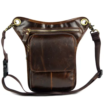 

High quality genuine leather messenger bags for men male small shoulder bags leg bags man bags cowhide strap waist pack