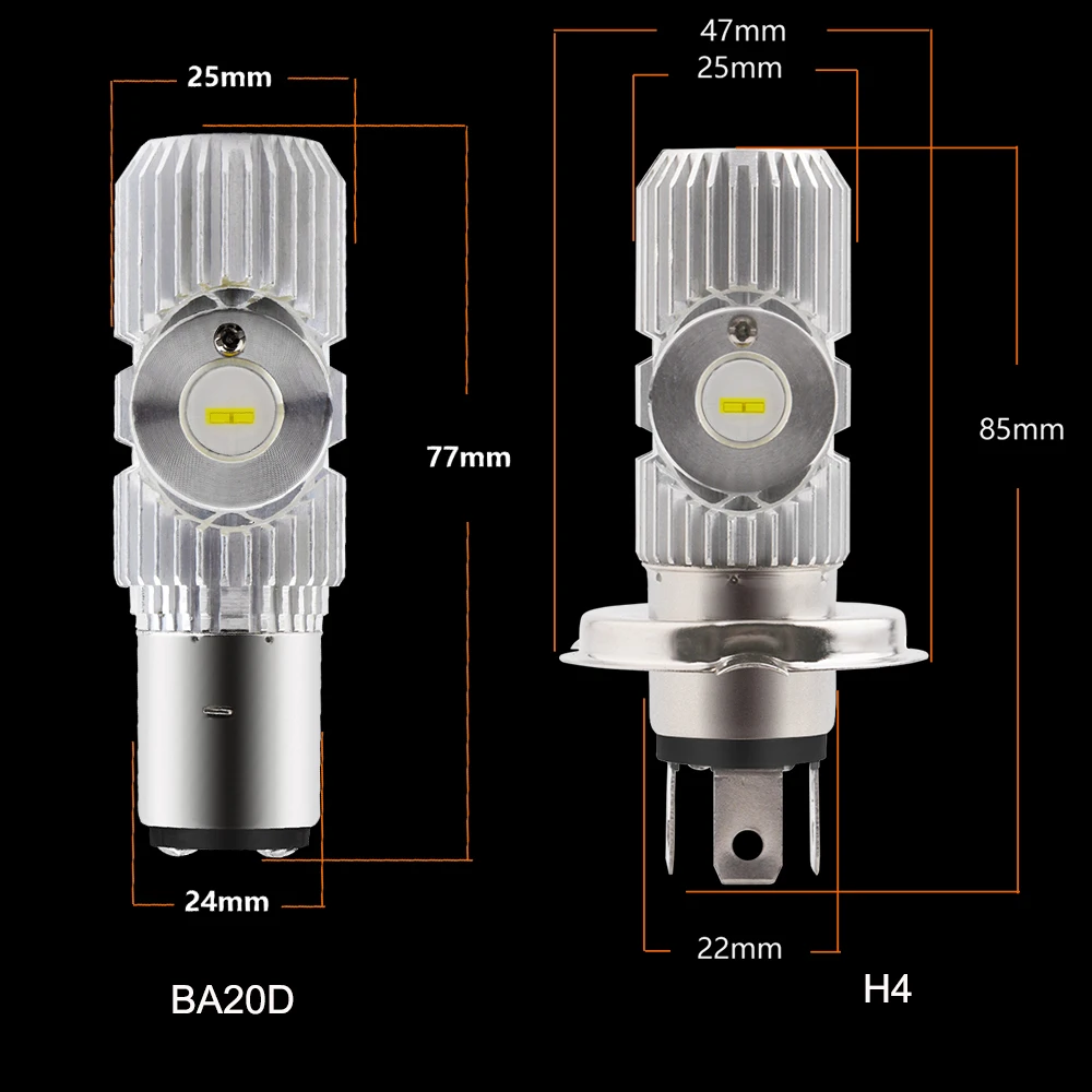 YM E-Bright 2 шт мотоцикл H4 BA20D Высокий/ближний свет 1200LM светодиодный фара 9-80 в DC противотуманная фара для вождения скутера светодиодный налобный фонарь белый