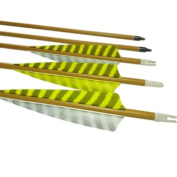 

6X Wood Camo Pure Carbon 30" Spine 500 ID6.2mm Hunting Arrows With Strip Turkey Feather Outdoor Archery Bow Free Shipping