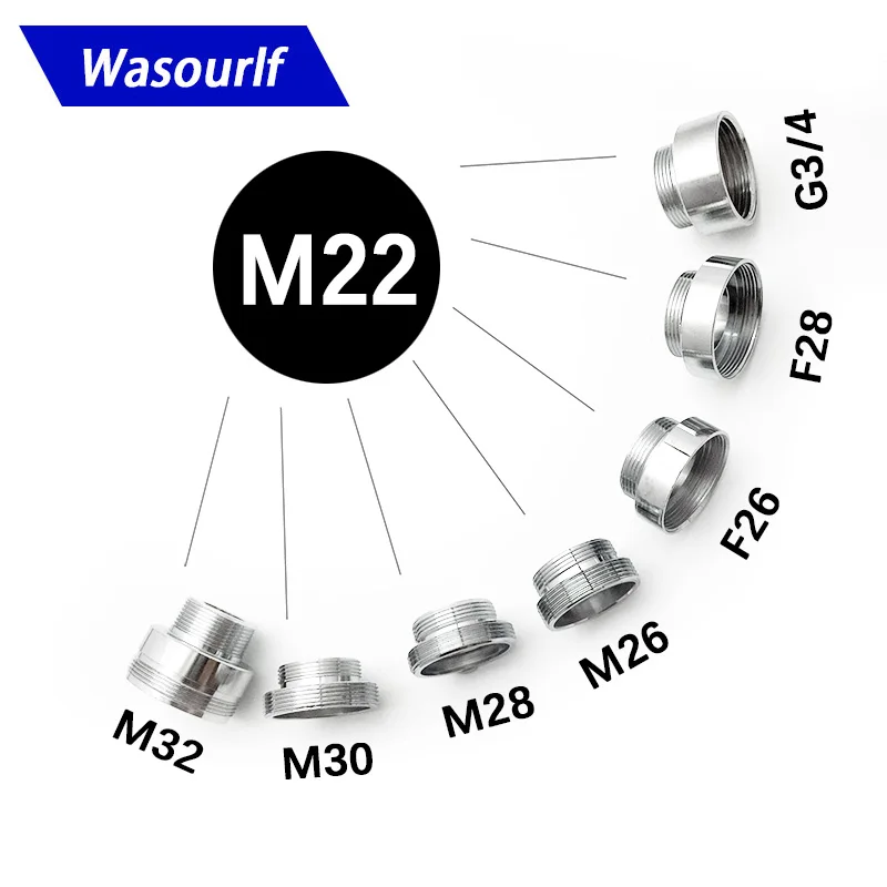 WASOURLF M22 наружная резьба передачи G1/2 дюйма M32 разъем внешний адаптер Ванная комната Кухонный медный кран аксессуары