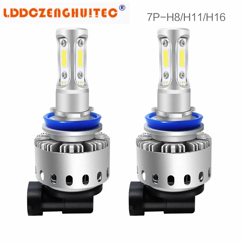 

LDDCZENGHUITEC 7P H7 Led Car Headlight 12000LM 50W 6000K Auto Car Led Headlight Lamp COB Chip 12V External Light White Beam