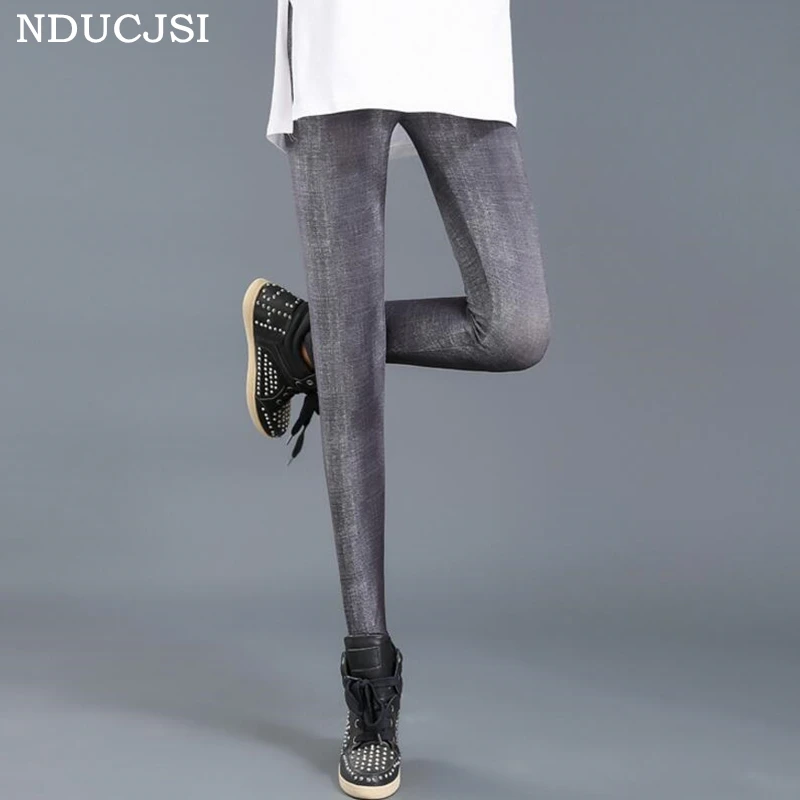 

NDUCJSI 2018 Girl Slim Legins Fitness Push Up Legging Casual Elastic Printed Leggins Women's Summer Milk Silk Nine Leggings