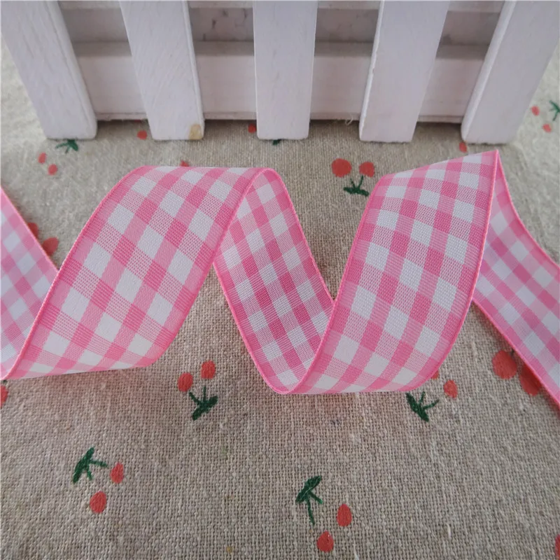 18112404 , 1 25MM 5 야드 그리드 격자 인쇄 Grosgrain 리본 선물 포장 DIY 수제 재료