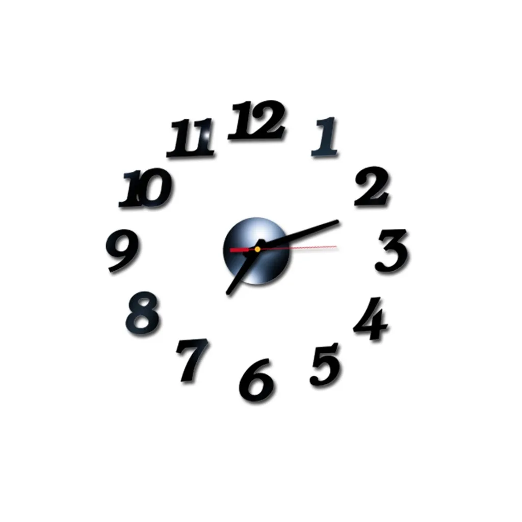 Горячая современный дизайн настенные часы стикер 3D сделай сам римские цифры акриловые зеркальные часы настенные наклейки s украшение для дома Новинка - Цвет: BK