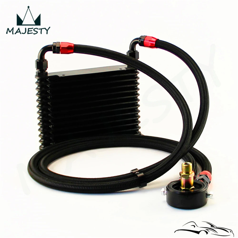 13 Rows 32MM 10AN Universal Engine Oil Cooler+Oil line Flat Filter