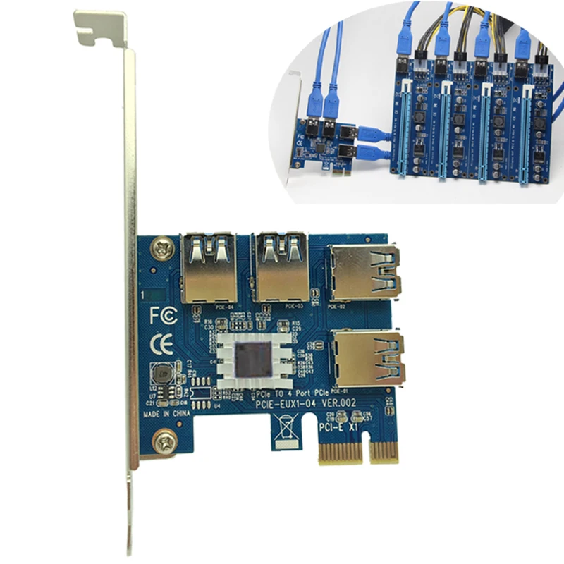 4 Slots PCI E 1 To 4 PCI Express 16X Slot External Riser Card Adapter Board