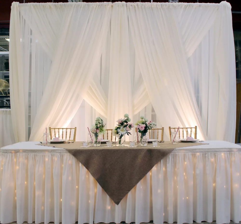

3x3m White Backdrop And Curtain Swag Customized Silk Drape For Wedding Party Banquet Decoration
