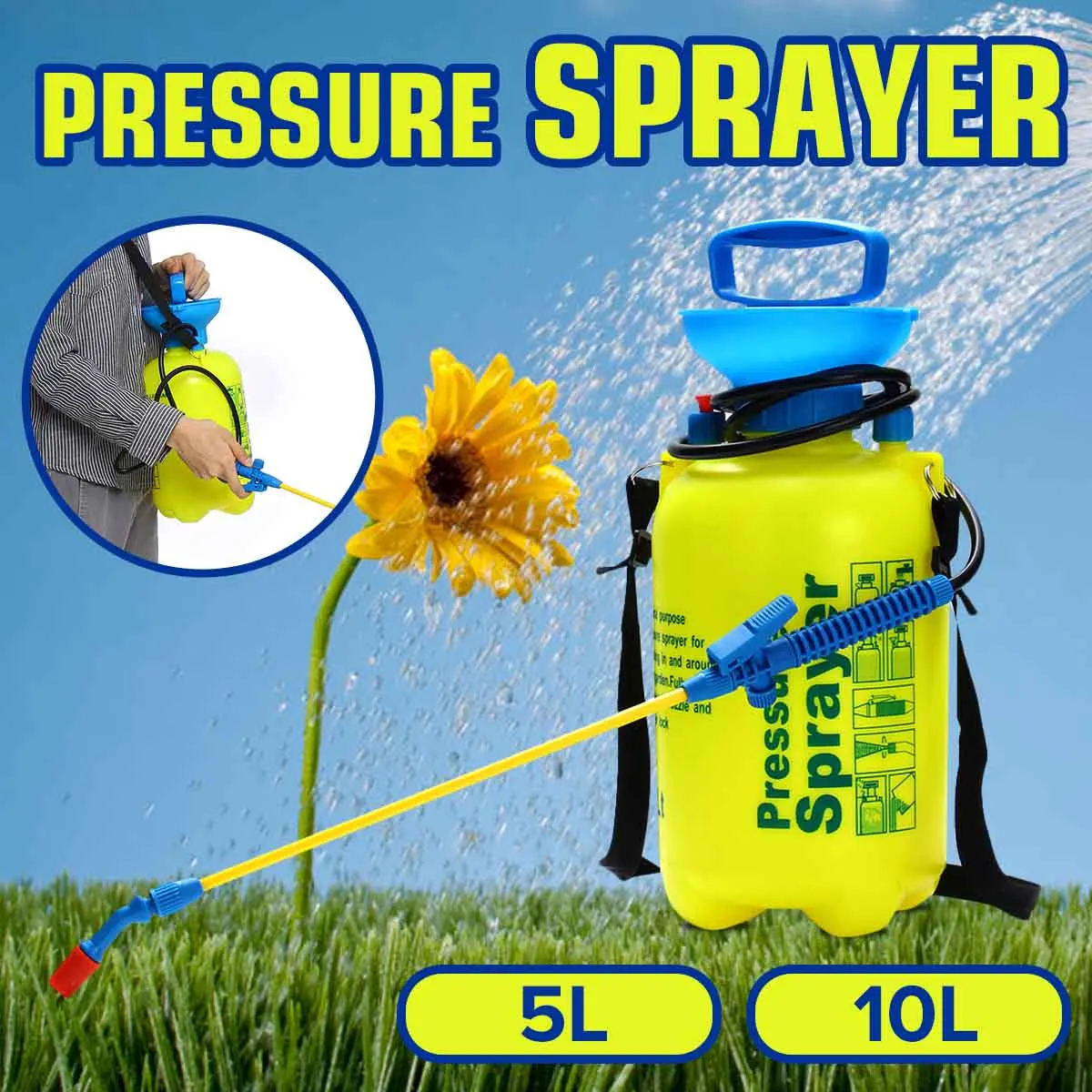 

5/10L Pressure Sprayer Pump Garden Hand Sprayer Compressed Air Handheld Watering Spray Bottle For Irrigation Flower Tree Car