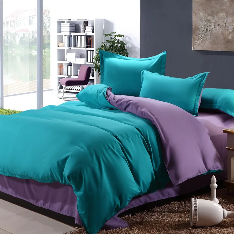 

Bedding Set 4 Pieces Solid Color Brief Chic Style Sheet Duvet Cover Pillowcase Home Wedding Decoration King Queen Twin