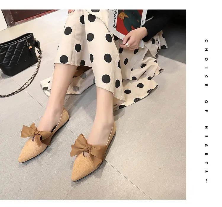 Bow single shoes female soft bottom two wear Lok Fu shoes spring and autumn flat peas shoes female new wild