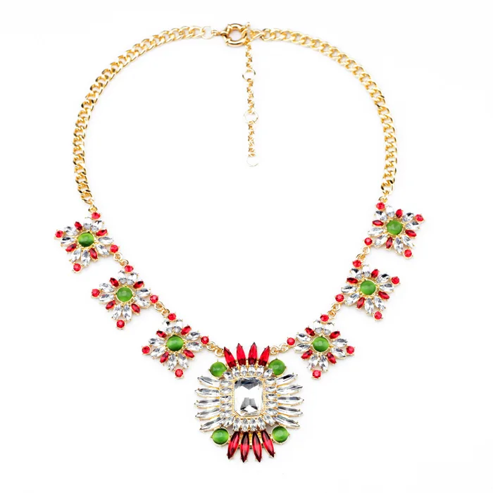 Cateye Necklace Красочное ожерелье в форме маркизы с кристаллами и цветочным шармом кошачий глаз, Трендовое женское ожерелье с нагрудником, модное ювелирное изделие - Окраска металла: Cateye Necklace
