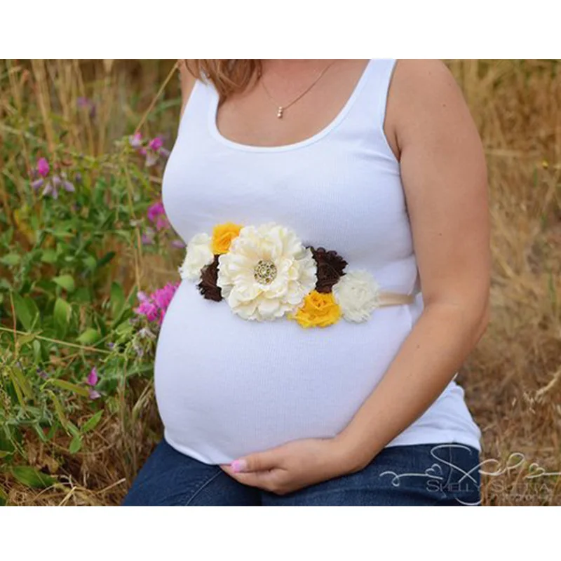Maternity Pregnancy Sash,Mom Pearl Flower Sash for Baby Shower,Pregnant