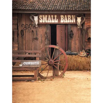 

TR vintage retro wood house photography backdrops printed with small barn rick farm barn door cowboy photo backgrounds backdrops