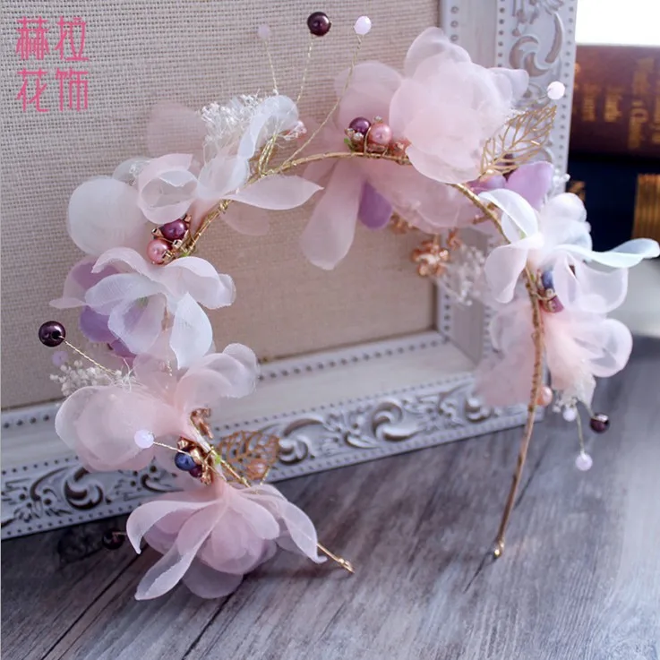 Корейские аксессуары для невесты шелковый в форме цветка для волос обруч украшение для волос украшение для прически свадебные платья аксессуары