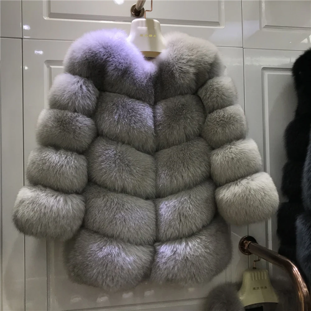 2020 Дамская Шуба из натурального Лисьего меха 100% брендовая куртка женское