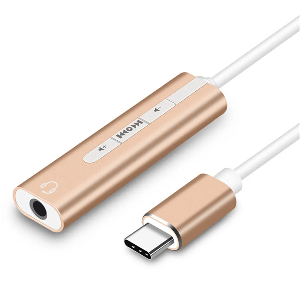 Внешний USB-C/тип-c звуковая карта 3,5 мм разъем HIFI волшебный голос 7,1 канальный аудио конвертер адаптер алюминиевый корпус - Цвет: Gold