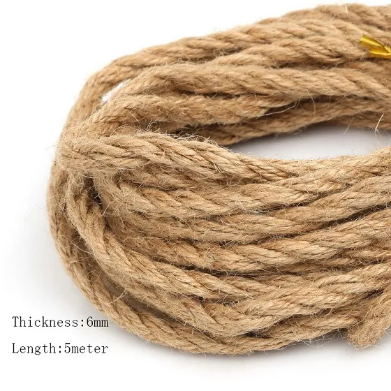 5 м 2/4/6 мм натуральные льновеньковые джутовый шнур веревочки для ювелирных изделий Ремесла подарочная упаковка для висячей бирки ручной работы аксессуары "сделай сам" - Цвет: 6mm 5m