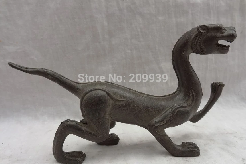 

huij 006670 19CM Chinese Bronze Collect Dynasty FengShui Wealth Unicorn Dragon Statue Animal (A0314)