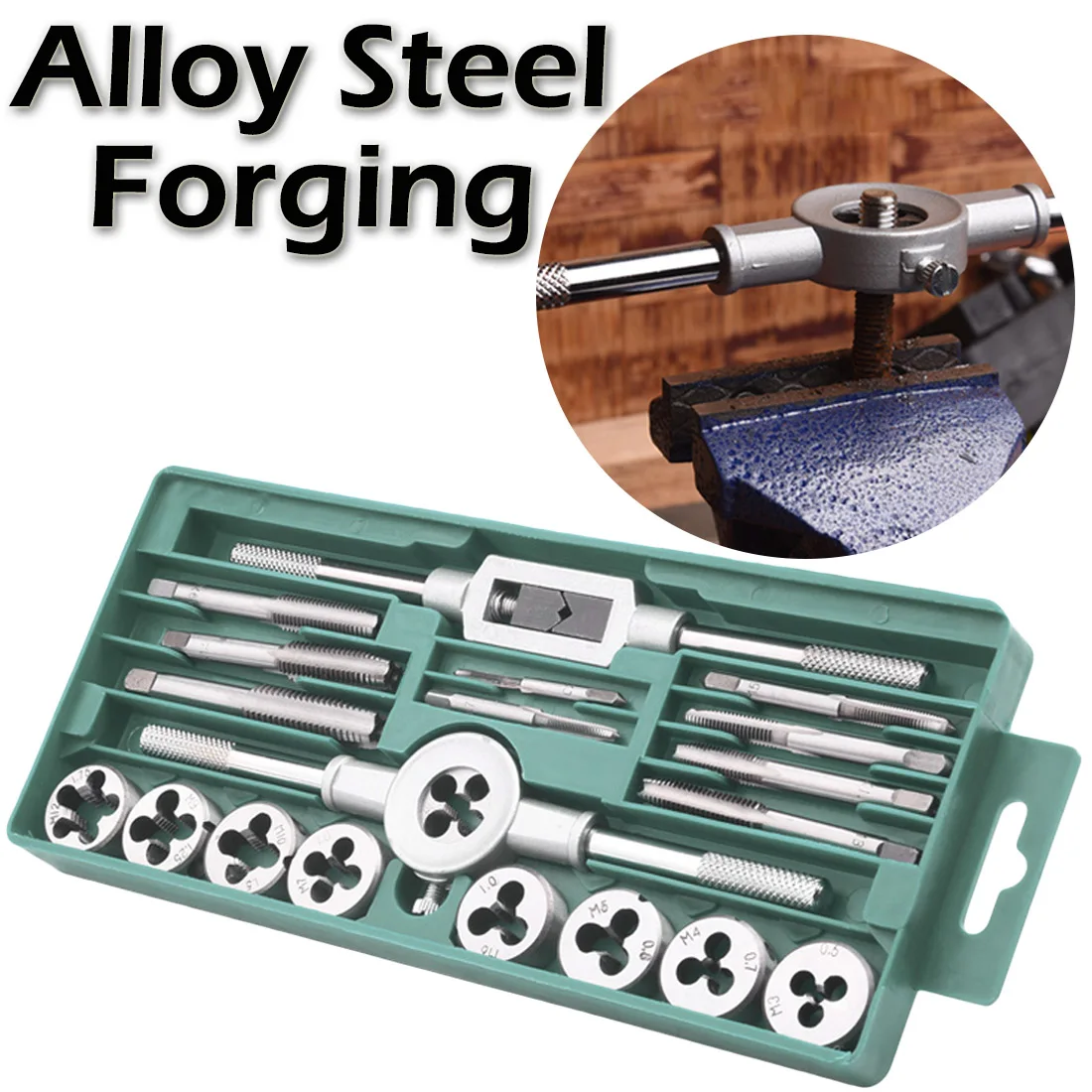 

Tap and die cutter set 20pcs Alloy Steel Tap & Die Set with Small Tap Twisted Hand Tools 1/16-1/2 Inch NC Screw Thread Plugs Tap