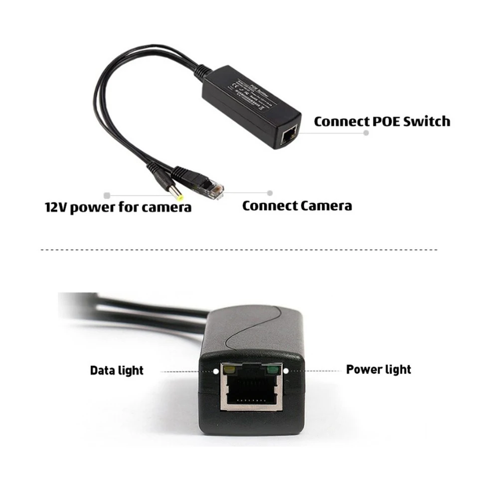 Cdycam 48 В до 12 В PoE сплиттер анти-помех 15 Вт кабель адаптер PoE Модуль питания DC5.5* 2,1 мм разъем для ip-камеры