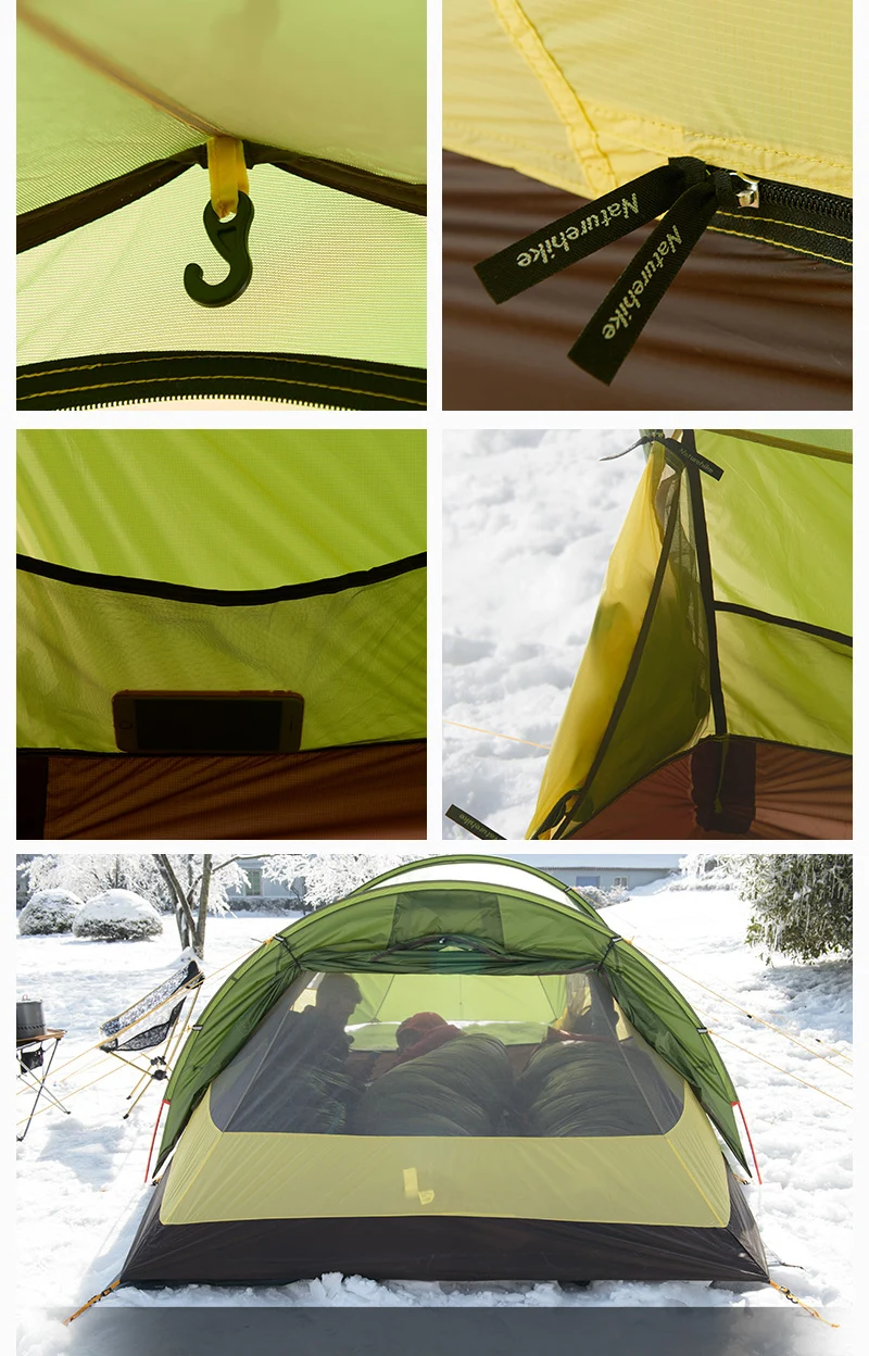 Naturehike 3 Человека Палатка 20D/210T ткань Сверхлегкий Opalus туннель палатка со свободным следом одна гостиная одна спальня