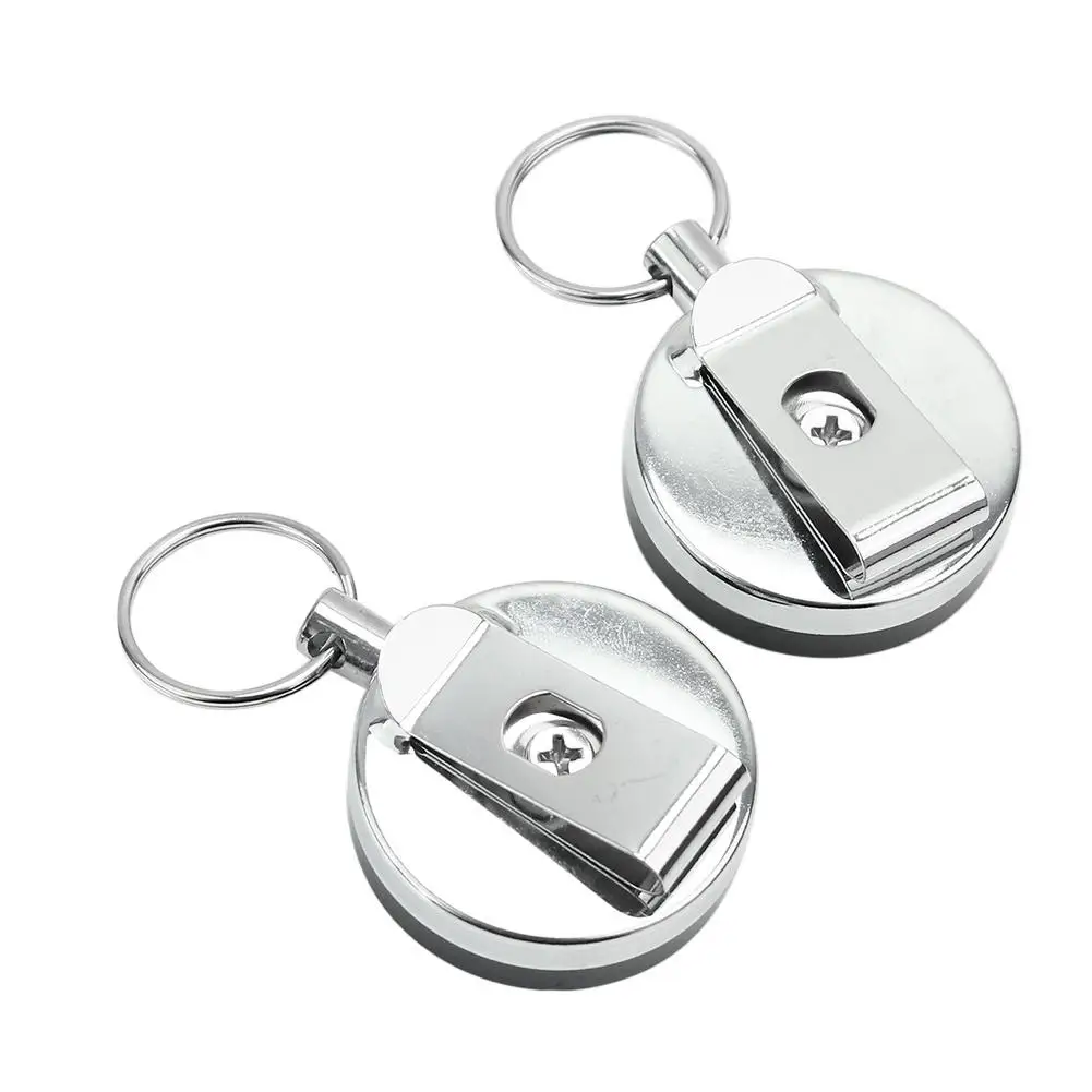 

2pcs Reel Recoil Extending Retractable Key Ring Pull Chain Belt Clip Card Holder