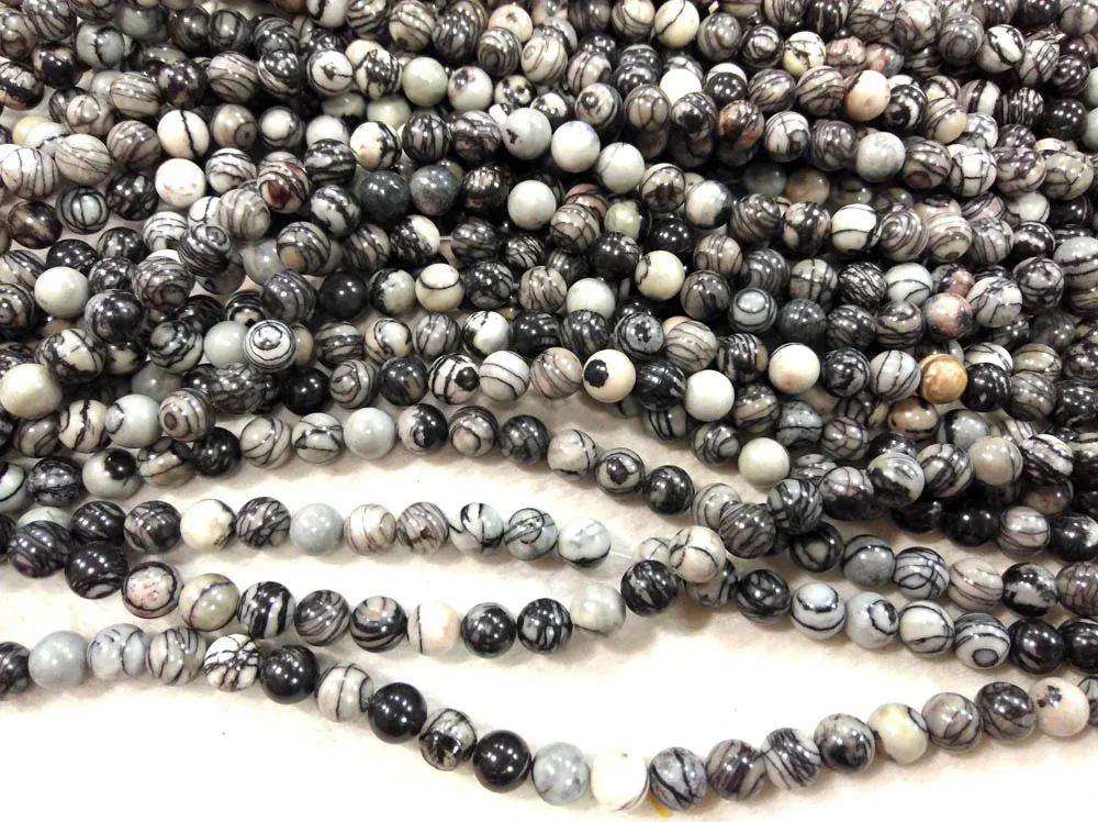2strands 16" Natural black white web Beads Round 8mm Beadsin Beads