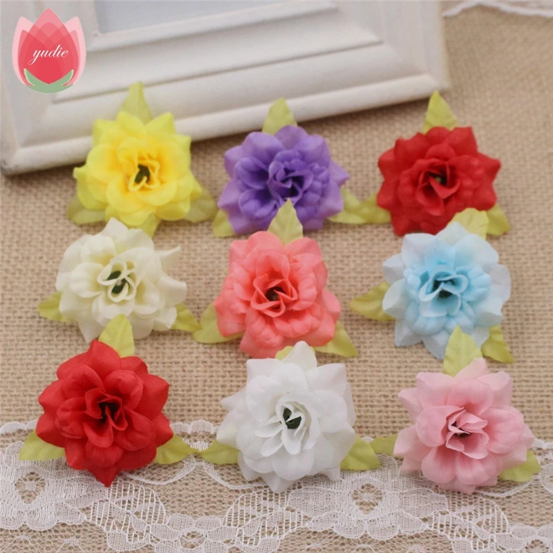 

10pcs Silk Realistic 3 Leaf Red Rose Artificial Flower For Wedding Decoration Rosa DIY Gift Scrapbooking Simulation Craft Flower